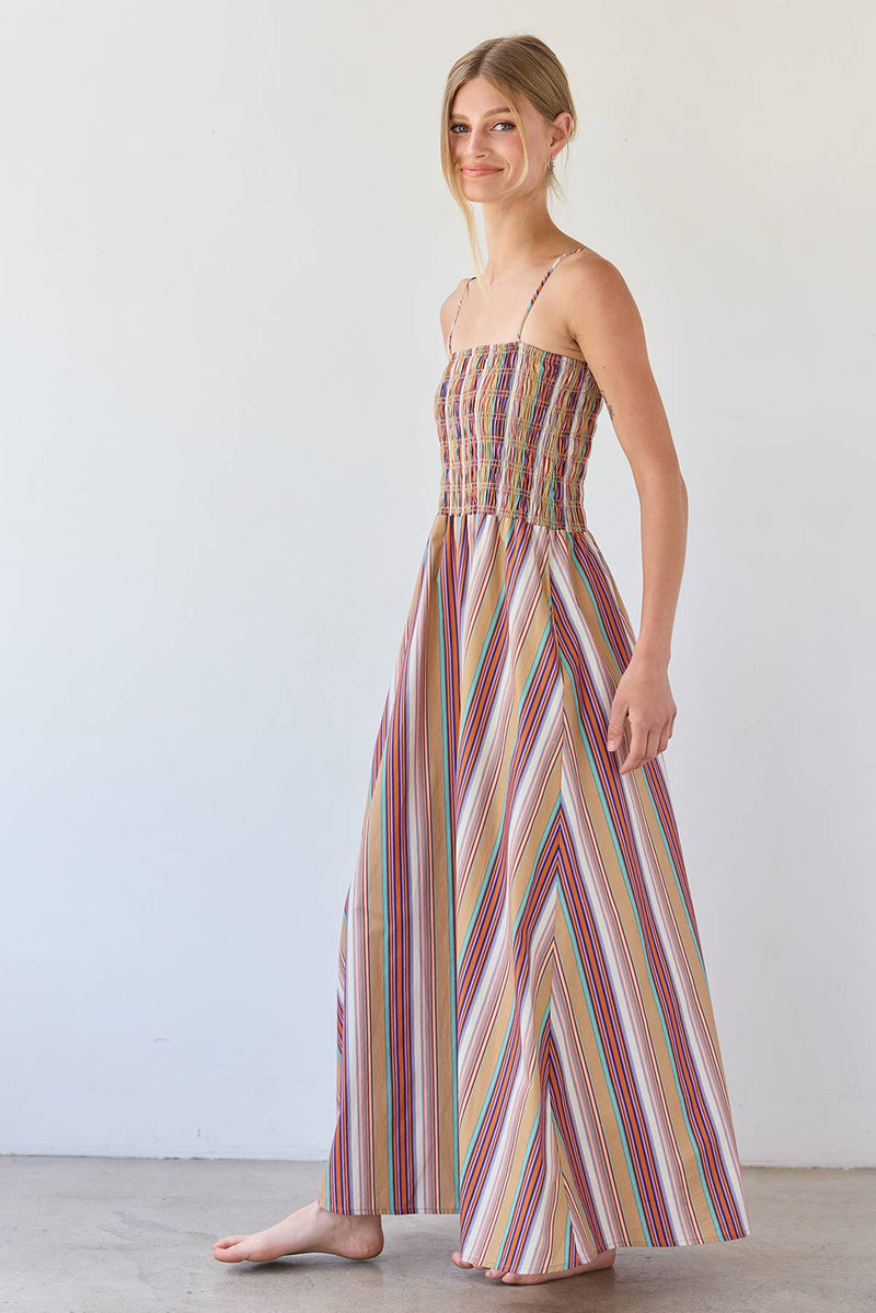Raisonnel Multicolor Stripe Smocked Maxi Dress