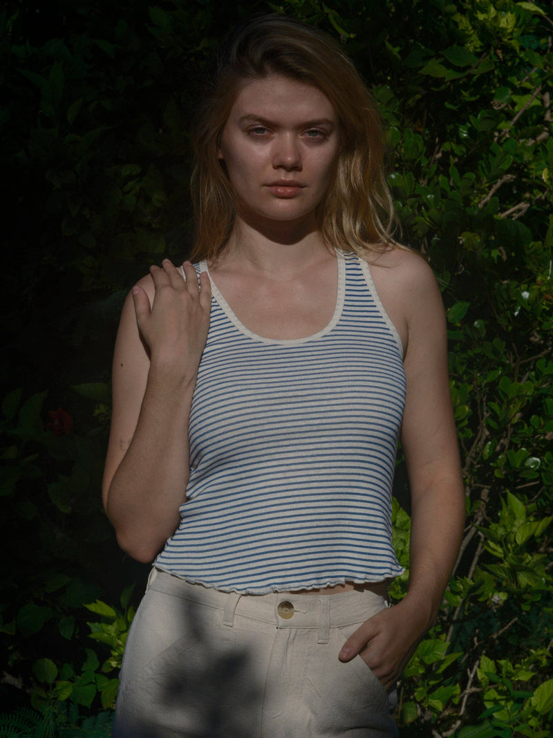 Mollusk Hemp Tank in Natural/Indigo Stripe