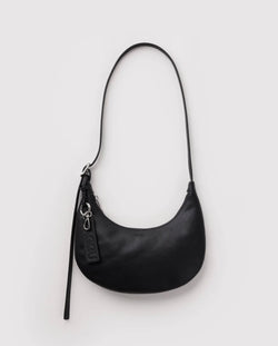 Baggu Small Recycled Leather Flat Crescent - Black
