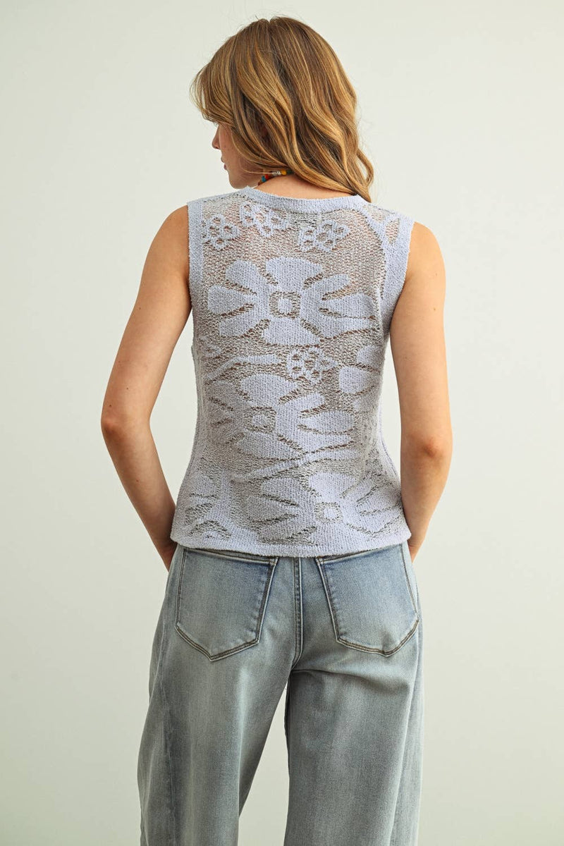 Miou Muse Floral Knitted Sleeveless Top