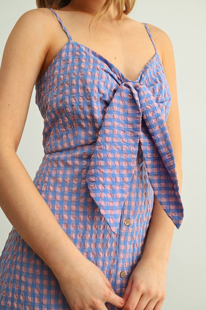 Miou Muse Gingham Pattern Long Dress