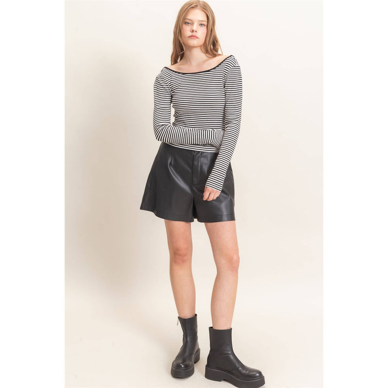 HYFVE Striped Boat Neck Long Sleeve Top