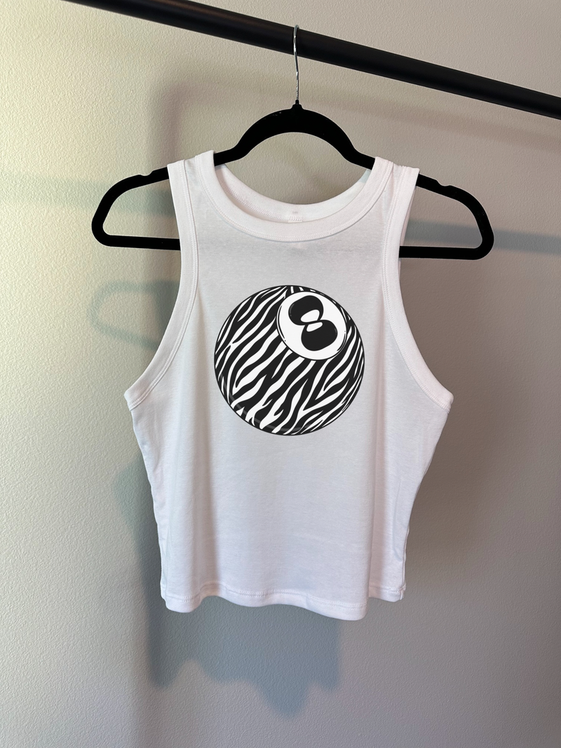 Zebra 8 Ball Cropped Tank