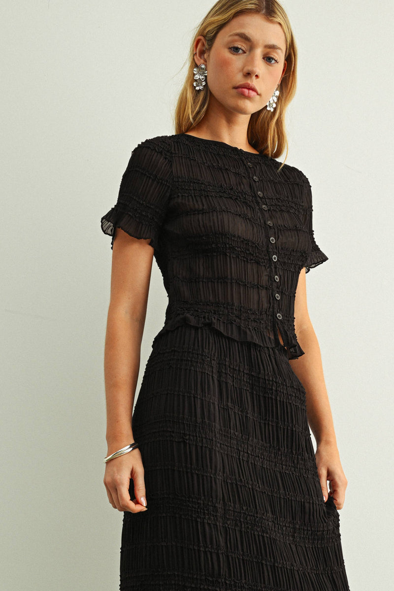 Miou Muse Chiffon Short Sleeve Top