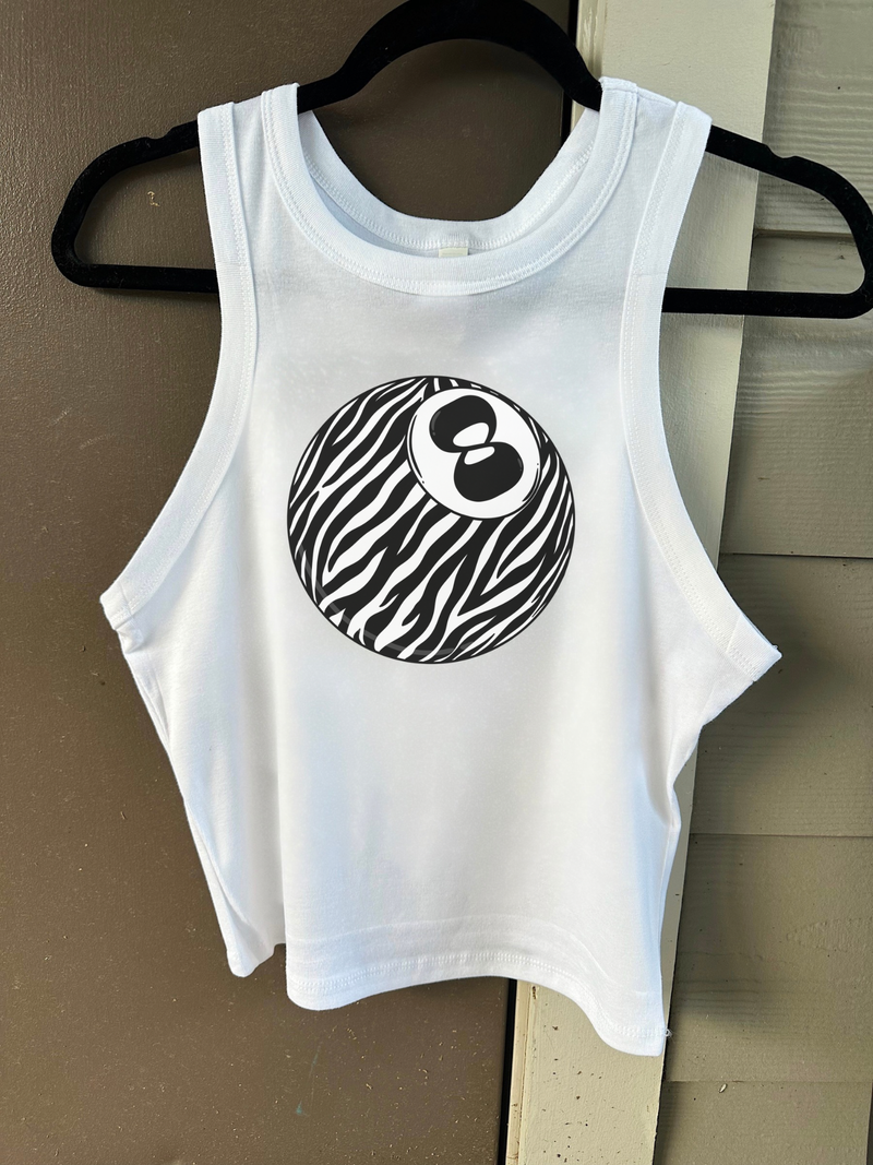 Zebra 8 Ball Cropped Tank