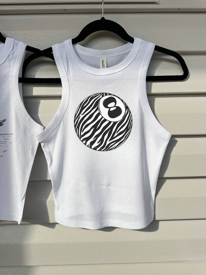 Zebra 8 Ball Cropped Tank