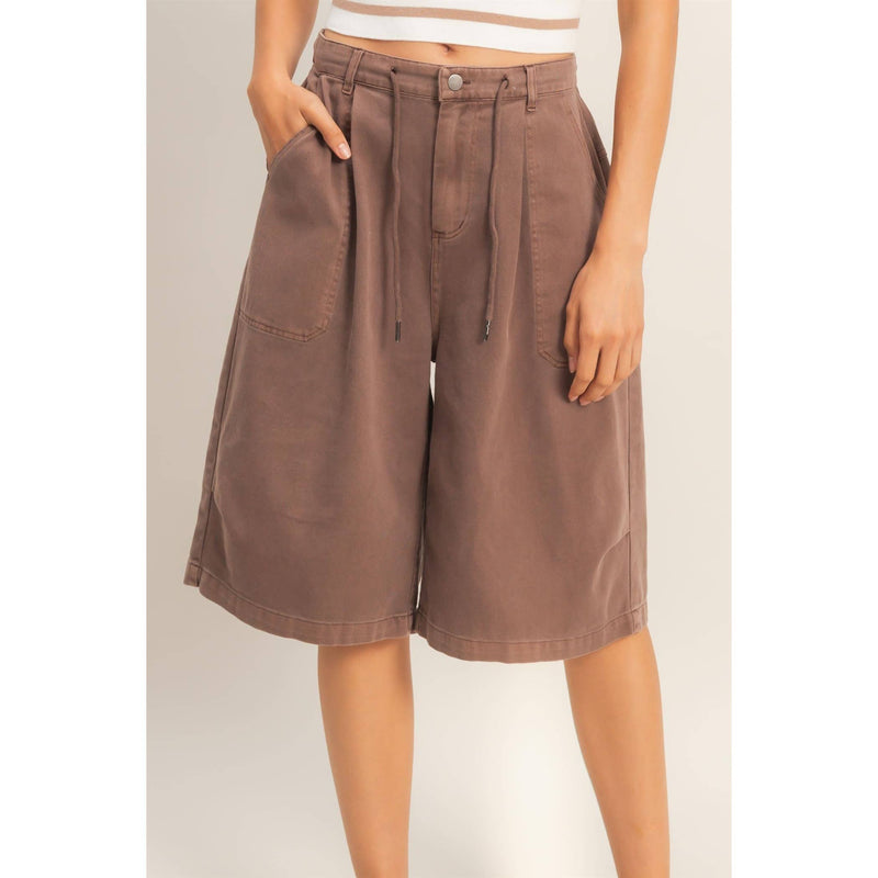 HYFVE Drawstring Waist Wide Leg Jorts