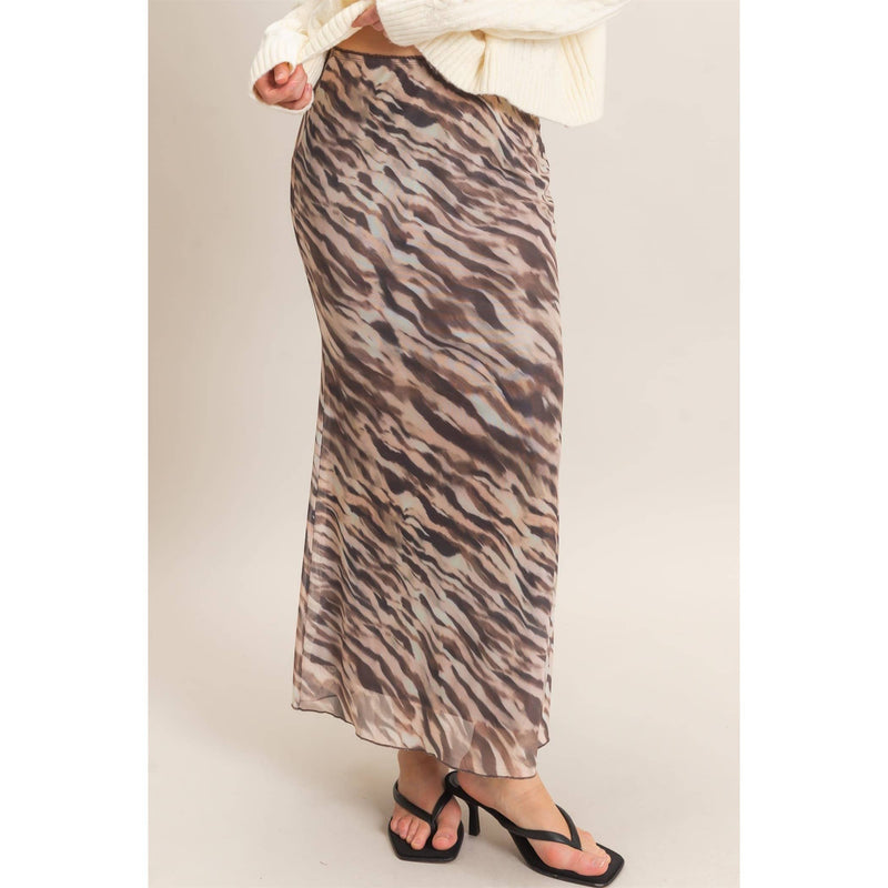 HYFVE Printed Mesh Maxi Skirt