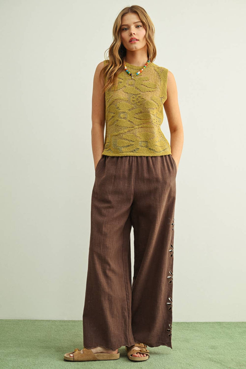 Miou Muse Floral Knitted Sleeveless Top