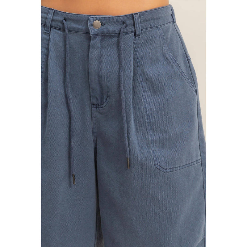 HYFVE Drawstring Waist Wide Leg Jorts