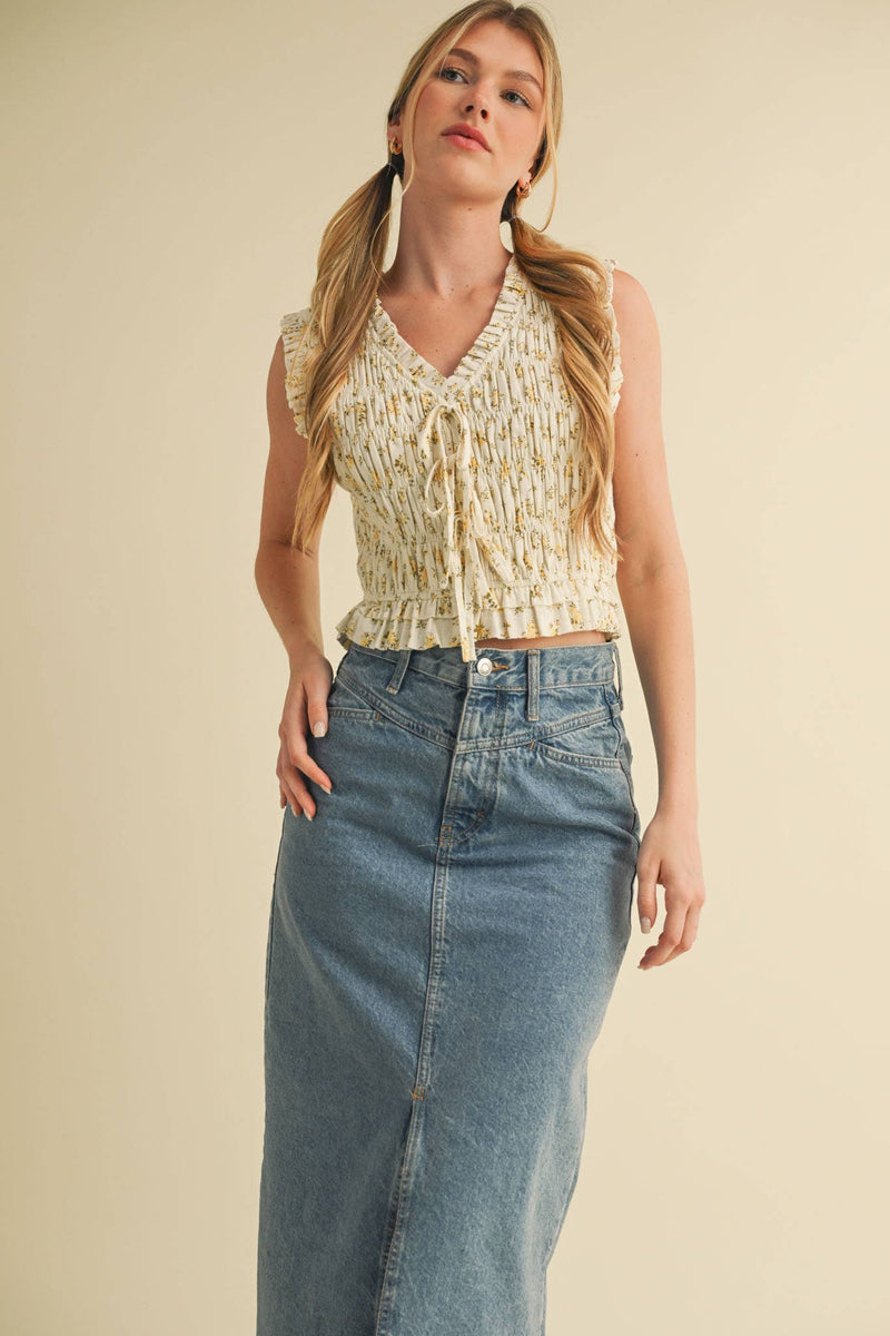 &merci Smocked Ruffle Top