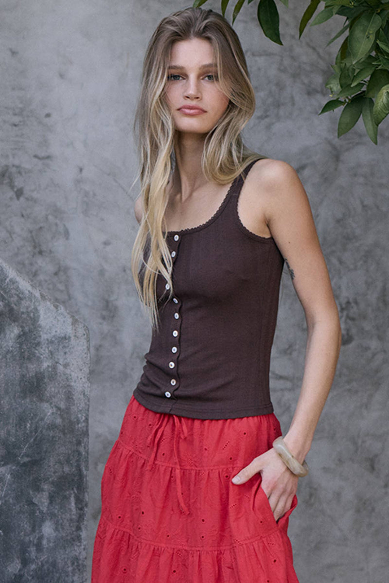 Raisonnel Brown Button Up Tank