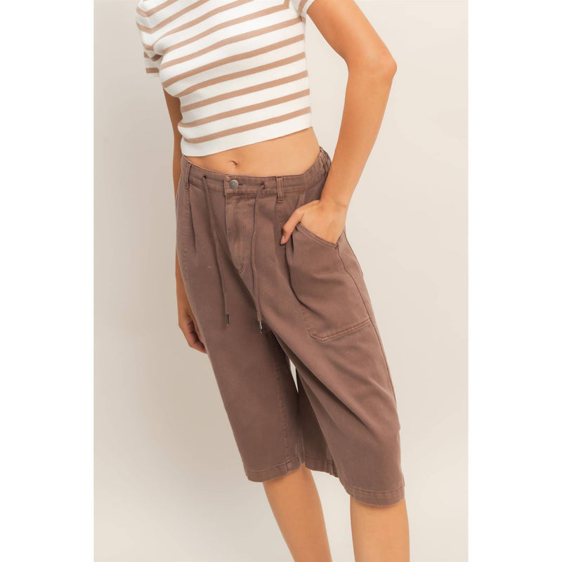 HYFVE Drawstring Waist Wide Leg Jorts