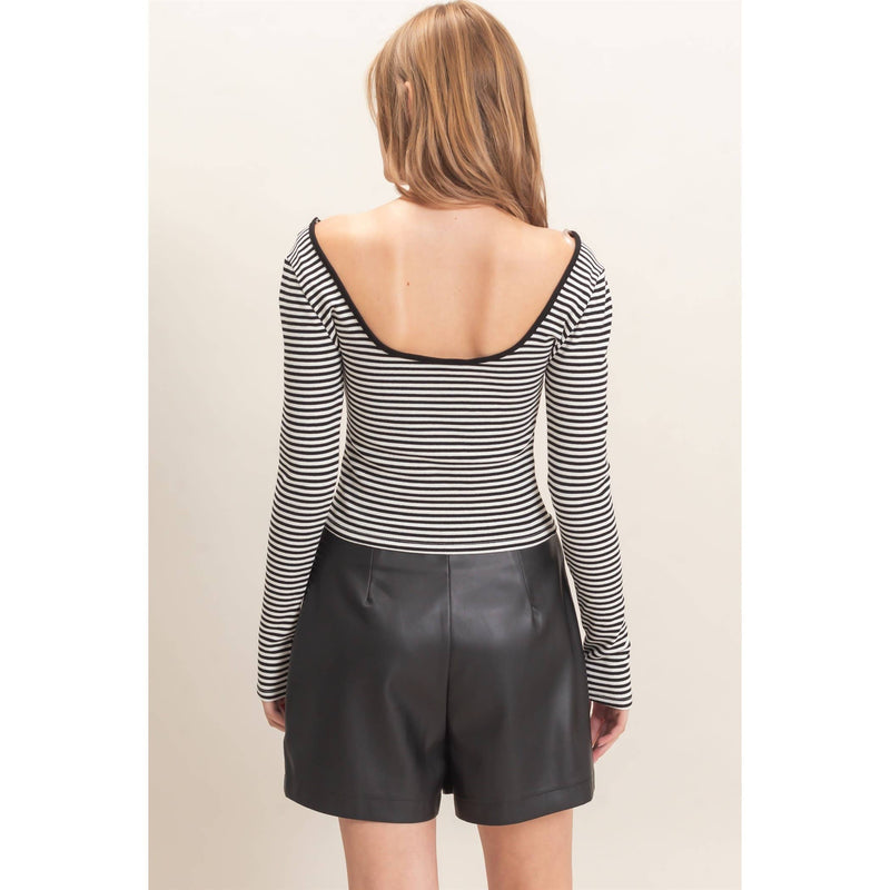 HYFVE Striped Boat Neck Long Sleeve Top