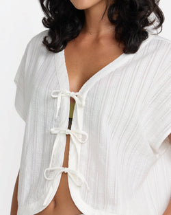 RVCA Vista Tie Front Top in Cloud