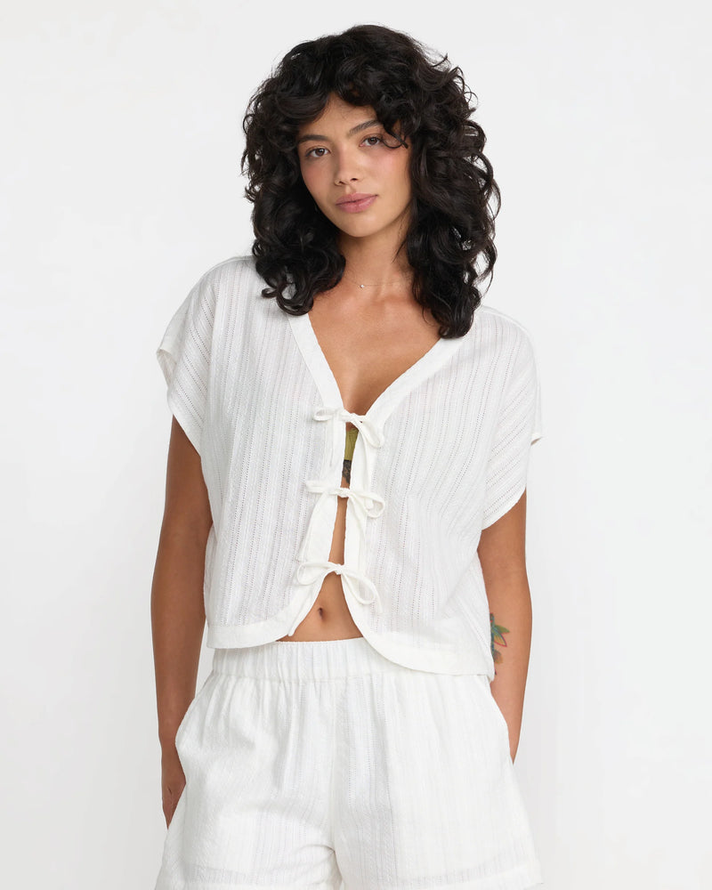 RVCA Vista Tie Front Top in Cloud