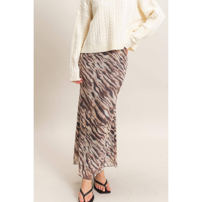 HYFVE Printed Mesh Maxi Skirt