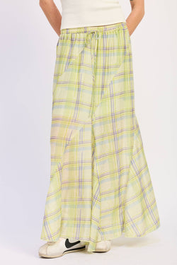 DRAWSTRING MAXI SKIRT WITH ASYMMETRICAL SEAMS