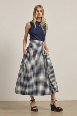 Raisonnel Gingham Check Midi Skirt
