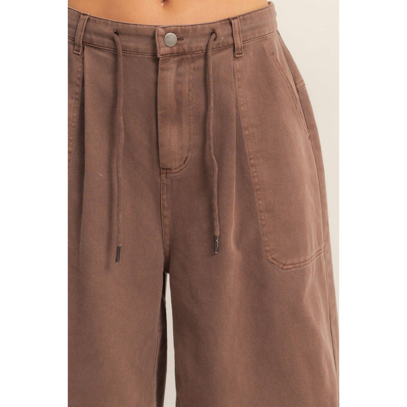HYFVE Drawstring Waist Wide Leg Jorts