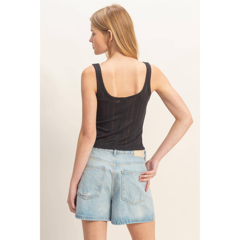 HYFVE Button Front Ribbed Tank Top