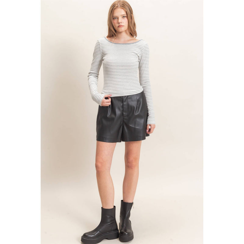 HYFVE Striped Boat Neck Long Sleeve Top