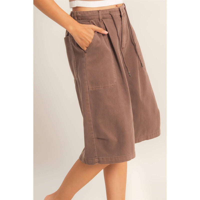 HYFVE Drawstring Waist Wide Leg Jorts
