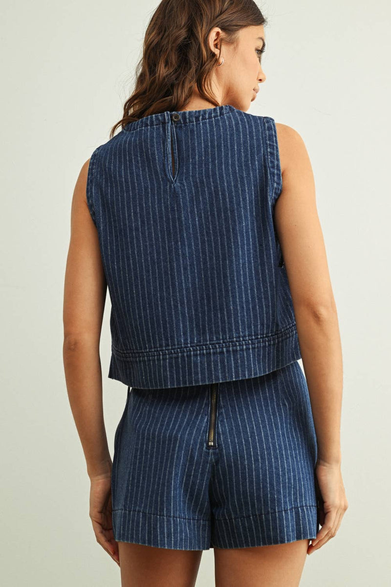 Miou Muse Pinstripe Denim Skort