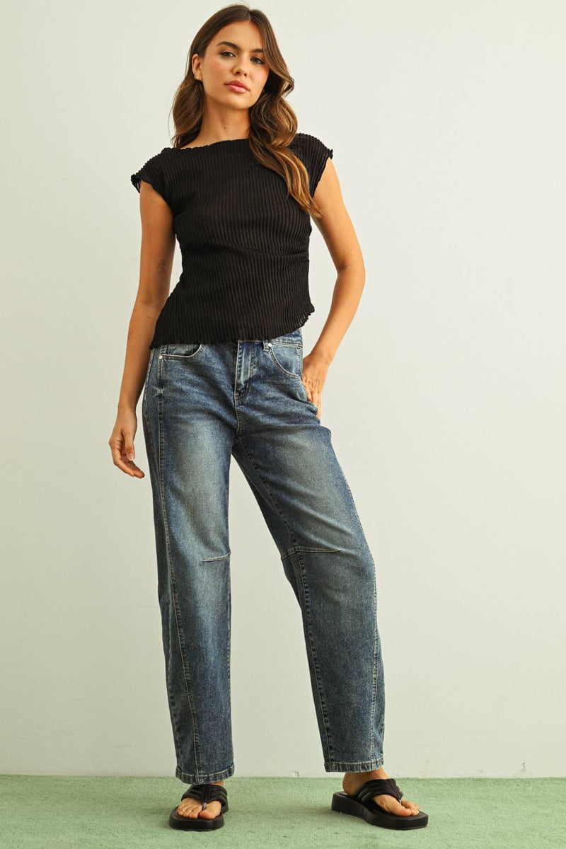 MIOU MUSE CRINKLED COTTON CAP SLEEVE TOP