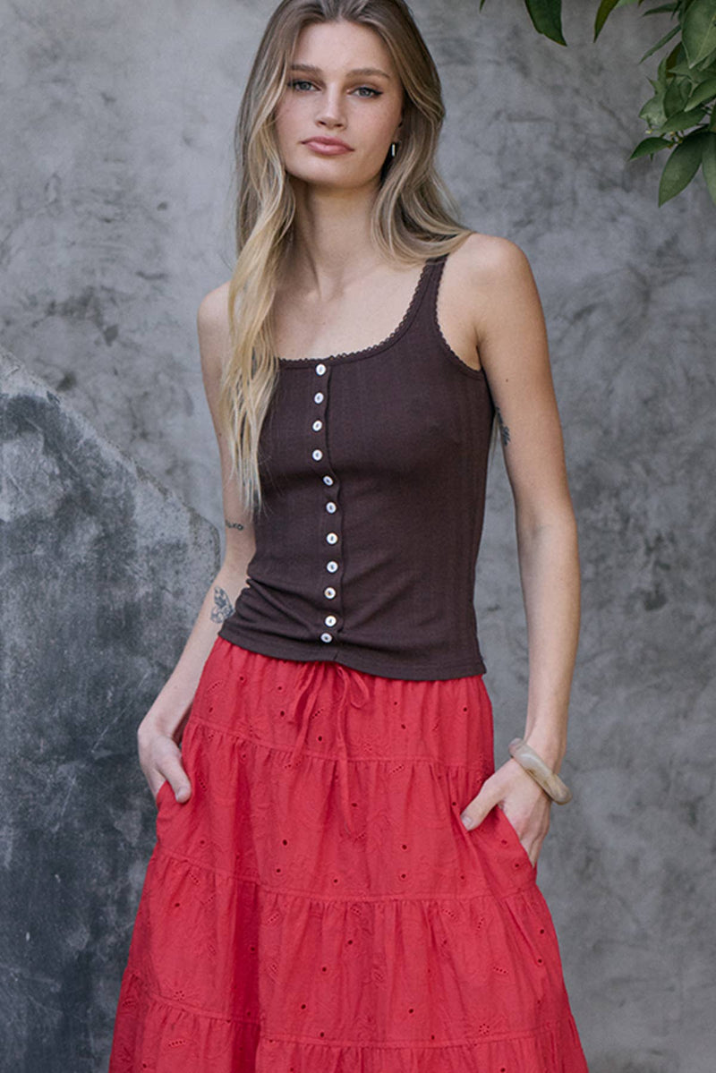 Raisonnel Brown Button Up Tank
