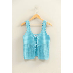 HYFVE Sleeveless Open Knit Double Tie-Front Vest
