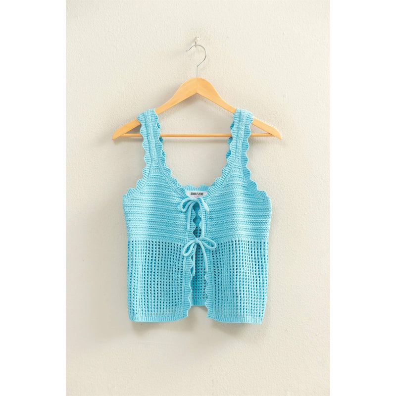 HYFVE Sleeveless Open Knit Double Tie-Front Vest