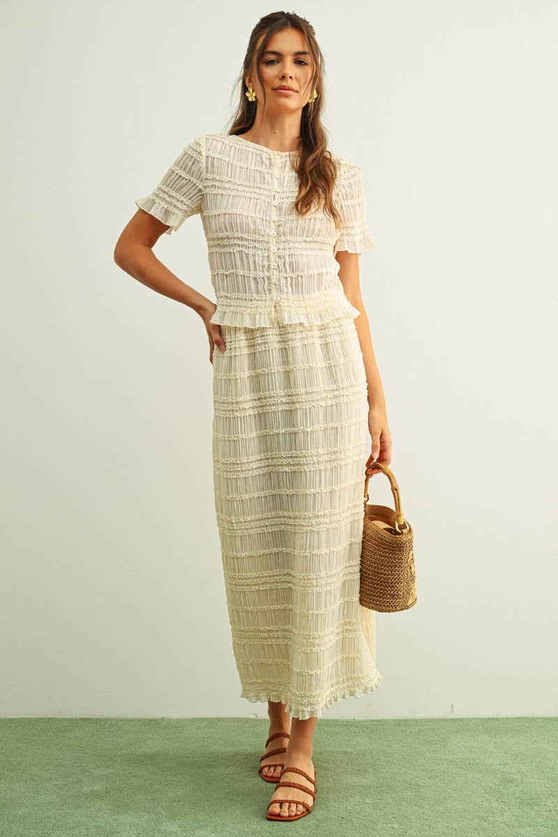 Miou Muse Chiffon Short Sleeve Top