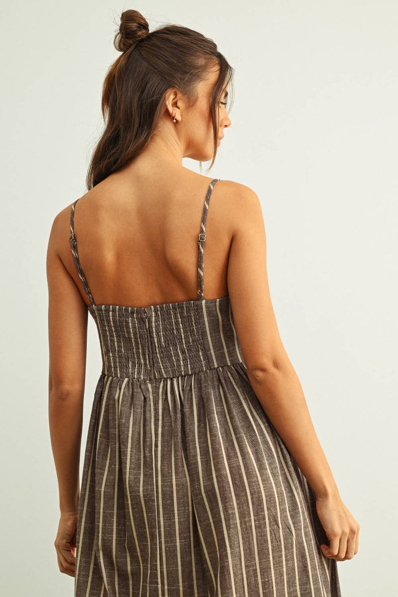 Miou Muse Stripe Pattern Long Dress