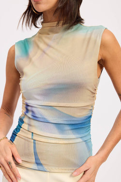 DROP SHOULDER MESH TOP