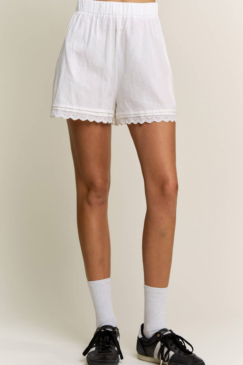 Lara Daisy Inc. Soft Cotton Lace Trim Lounge Shorts