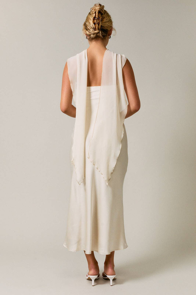Le Lis STRAPLESS CONTRAST SCARF DETAIL BIAS MIDI DRESS