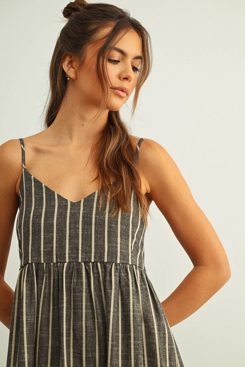 Miou Muse Stripe Pattern Long Dress