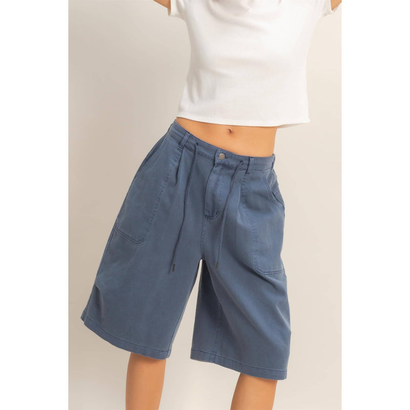 HYFVE Drawstring Waist Wide Leg Jorts