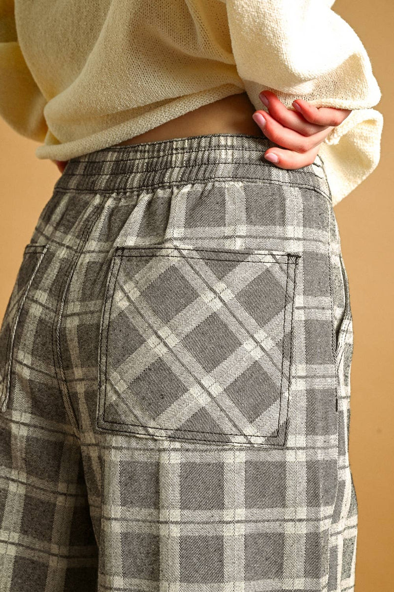 Miou Muse Plaid Pants with Ruffle Hem