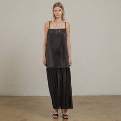 Raisonnel Satin Sheer Hem Maxi Slip Dress