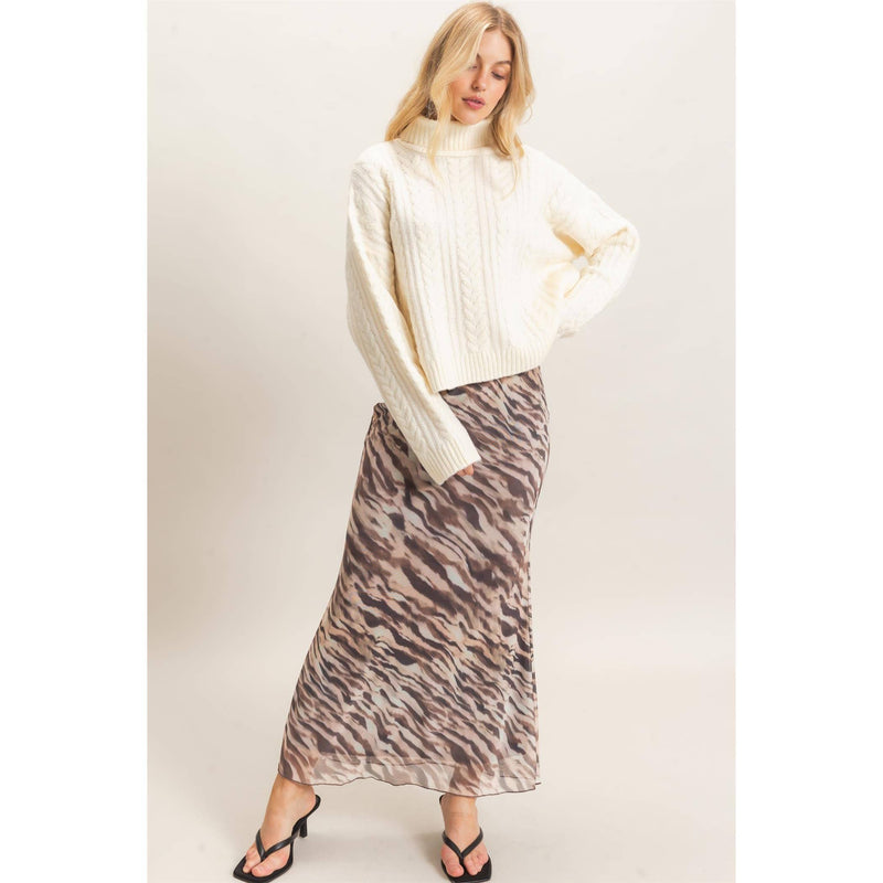 HYFVE Printed Mesh Maxi Skirt