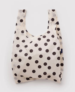 BAGGU STANDARD IN CREAM AND BLACK POLKA DOT