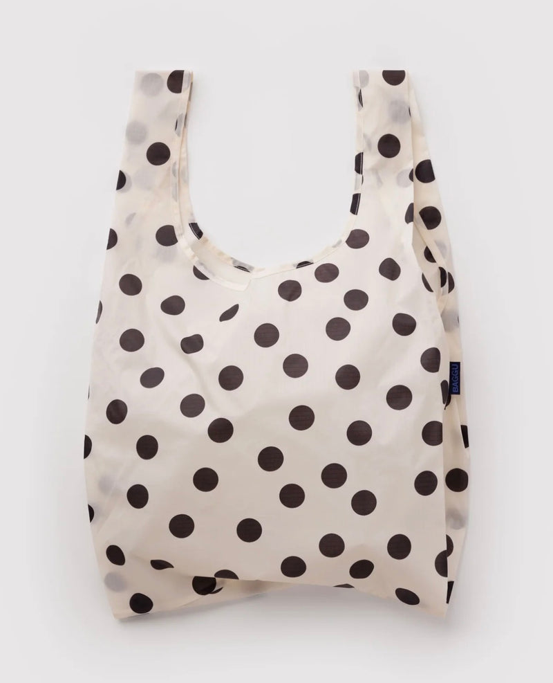 BAGGU STANDARD IN CREAM AND BLACK POLKA DOT