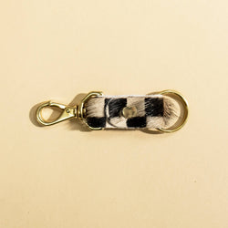 Primecut Keychain - Tan Checkered Hair on Hide