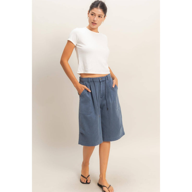 HYFVE Drawstring Waist Wide Leg Jorts