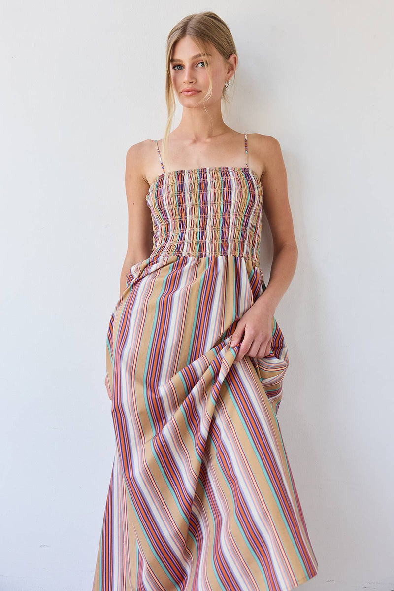 Raisonnel Multicolor Stripe Smocked Maxi Dress