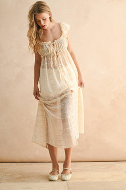 MIOU MUSE SHEER TEXTURED CHIFFON DRESS