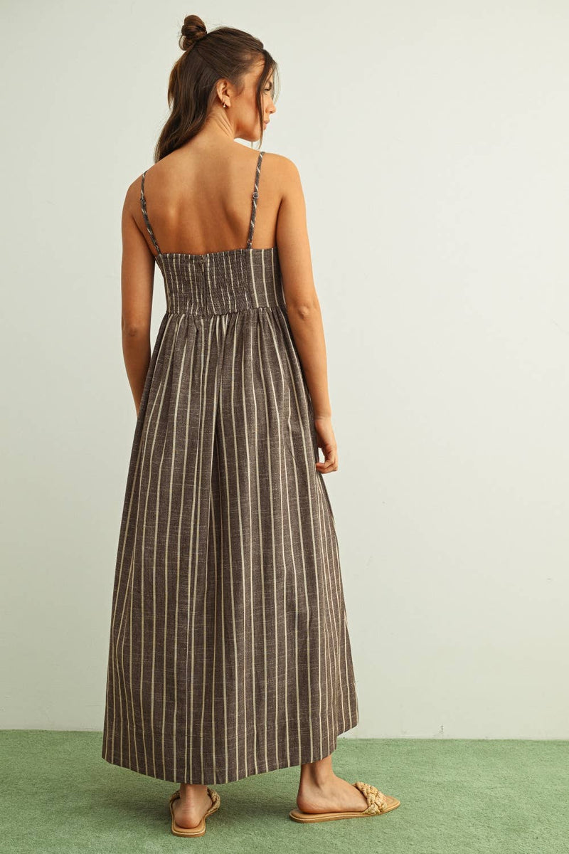 Miou Muse Stripe Pattern Long Dress