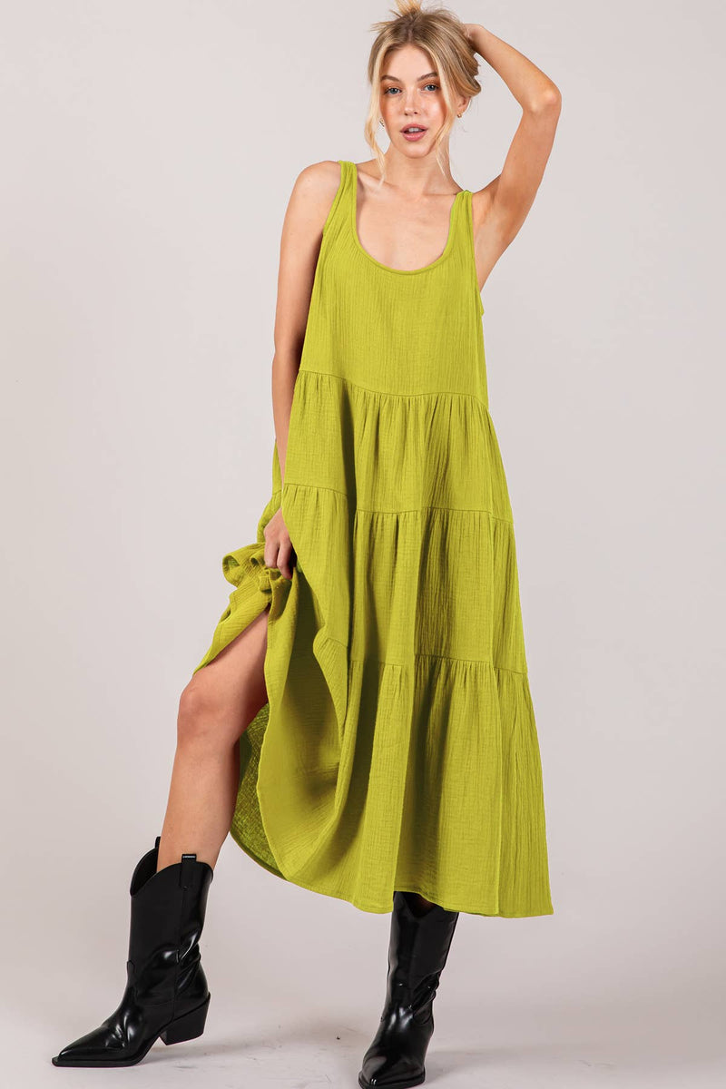 Lara Daisy Inc. Lightweight Gauze Tiered Midi Dress